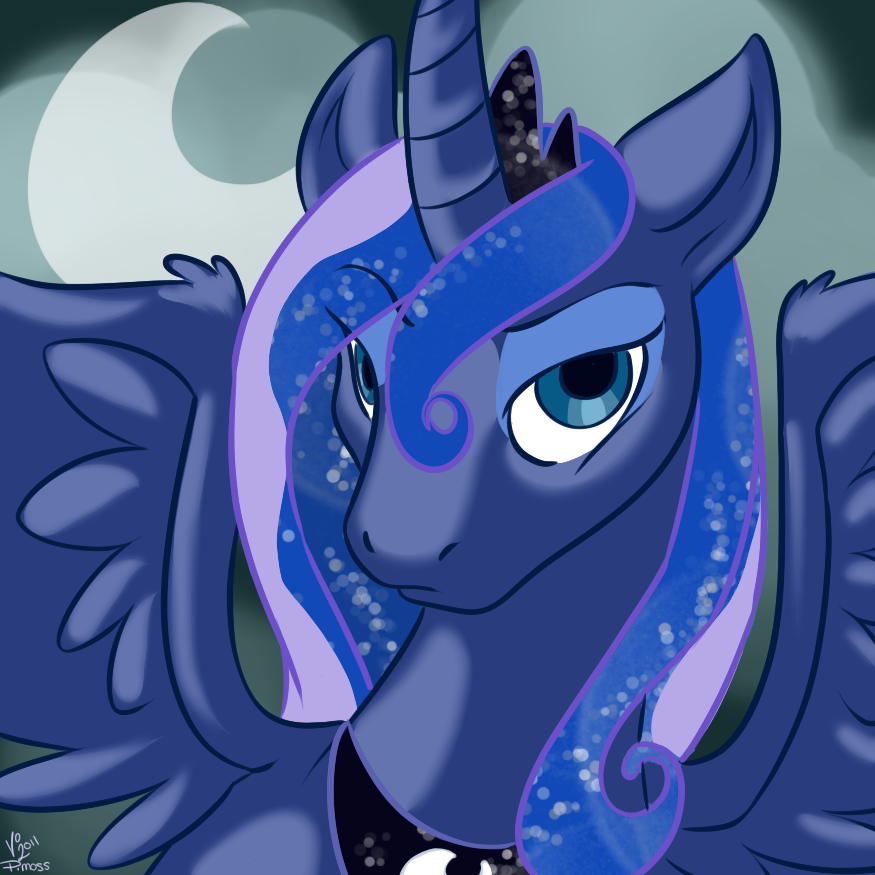 crown equine female feral friendship_is_magic hair horn horse long_hair looking_at_viewer mammal my_little_pony pmoss pony princess_luna_(mlp) royalty solo winged_unicorn wings