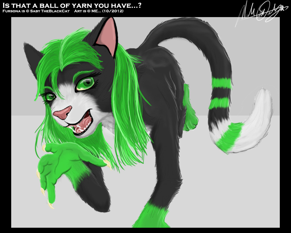 anthro cat feline female hair looking_at_viewer mammal nightheron nude open_mouth rating_safe sabytheblackcat smile solo unknown_artist