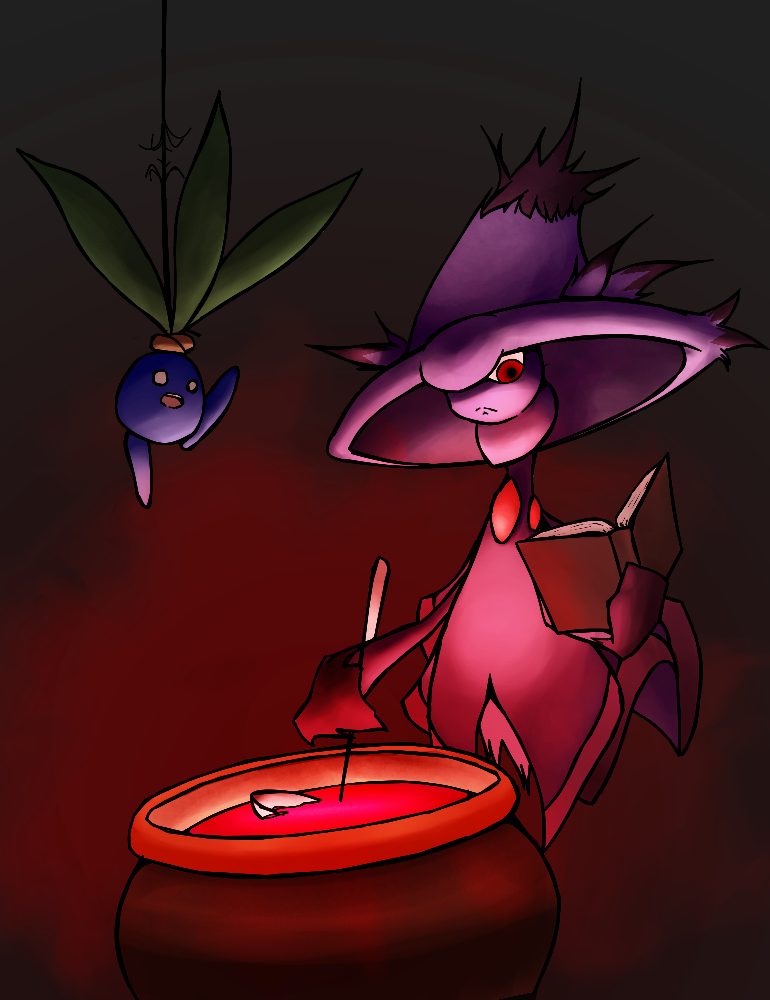 book mismagius no_humans oddish pmnovel pokemon potion witch