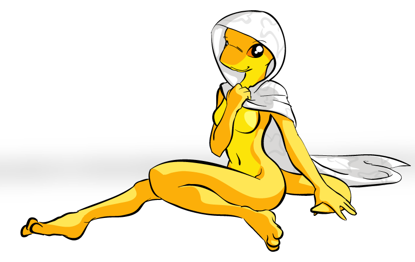 amphibian breasts clothing consort female happy homestuck hood invalid_tag kazerad lizard looking_at_viewer plain_background robes salamander scalie solo yellow yellow_body