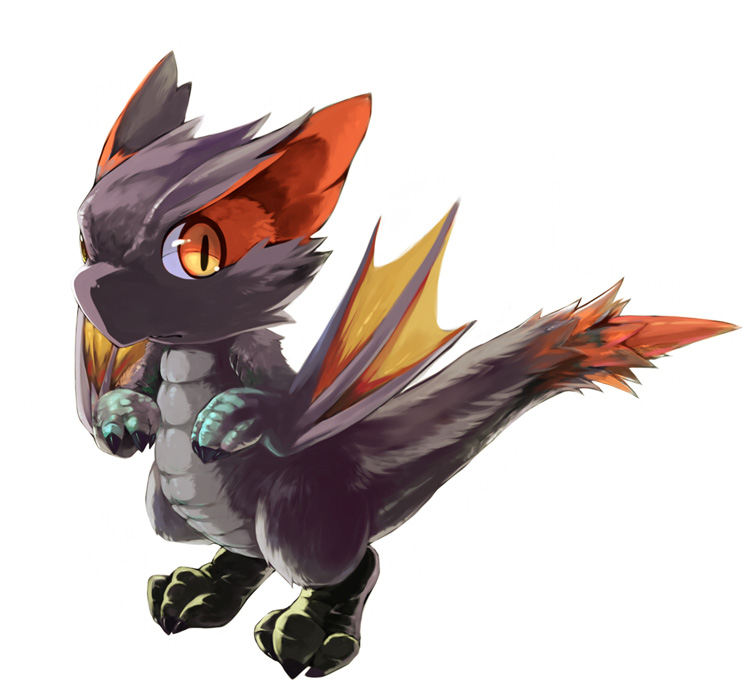 amber_eyes ambiguous_gender anthro beak chibi cute invalid_tag looking_at_viewer monster_hunter nargacuga plain_background pseudowyvern slit_pupils solo unknown_artist video_games white_background wings wyvern