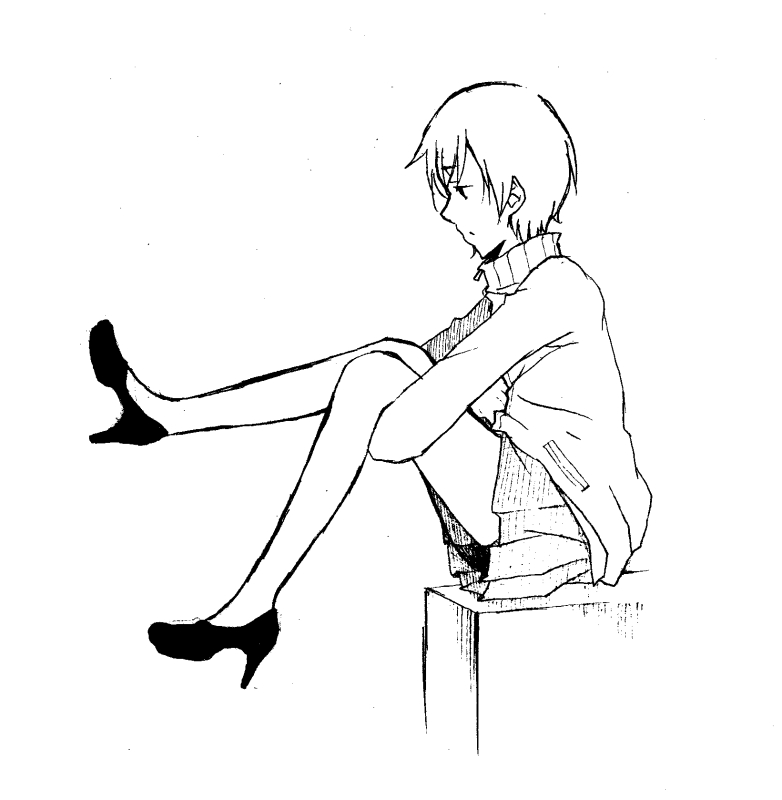 1girl atlus high_heels hosikuzu jacket persona persona_4 satonaka_chie shoes short_hair skirt