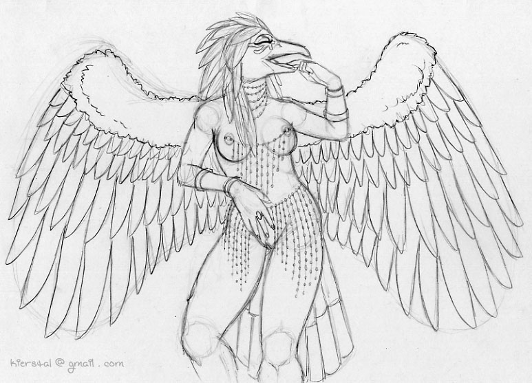 breasts egyptian feathers female kierstal nipple_chain nipples nude piercing pussy solo wings