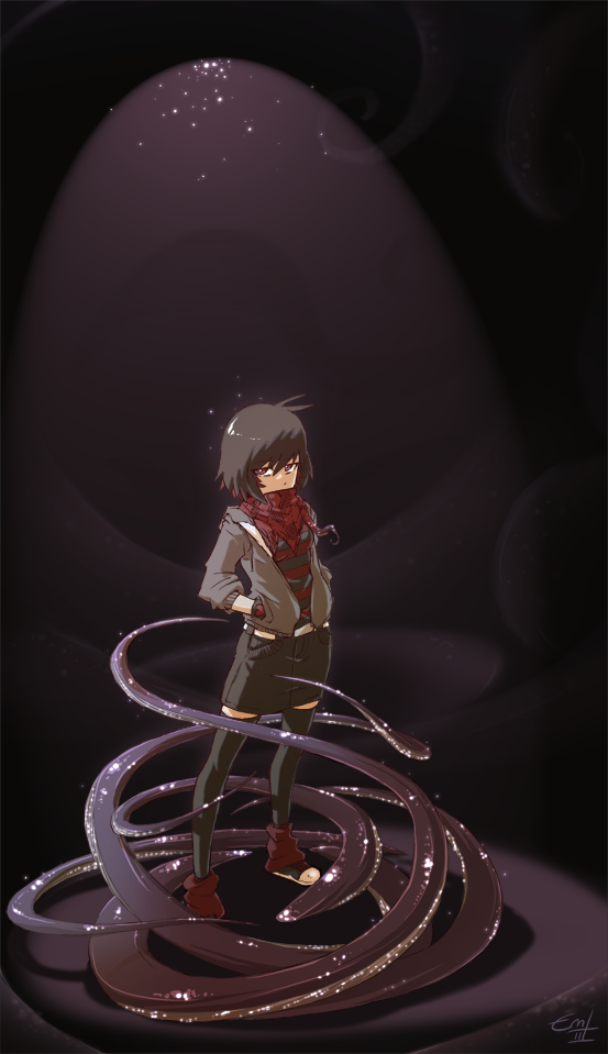 hands_in_pockets hushabye looking_at_viewer original short_hair solo tentacles thighhighs