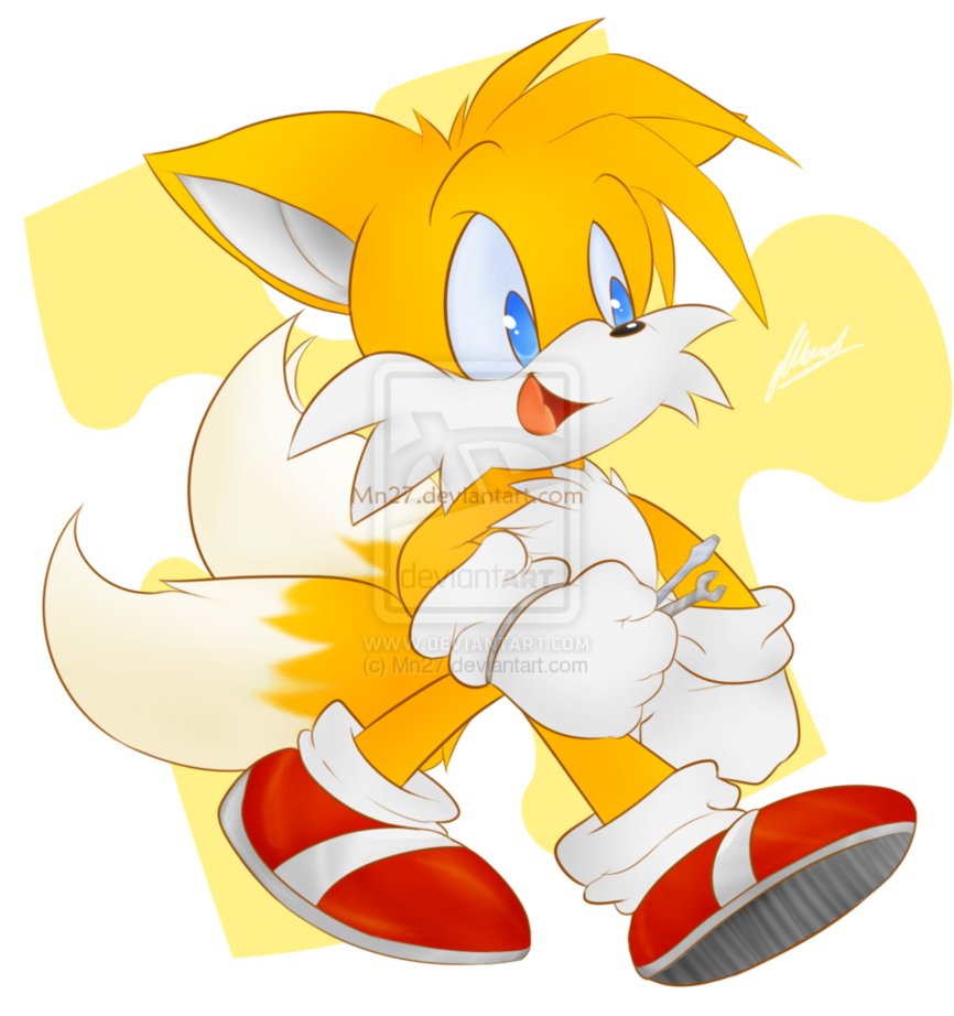 blonde_hair blue_eyes canine fox hair male mammal mechanic miles_prower screwdriver screwdriver_(tool) sega smile solo sonic_(series) tools unknown_artist wrench