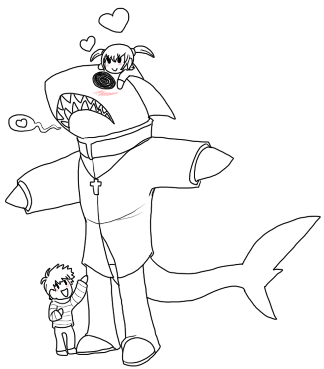 children doodle fish male man marine priest shark silly sketch vonderdevil