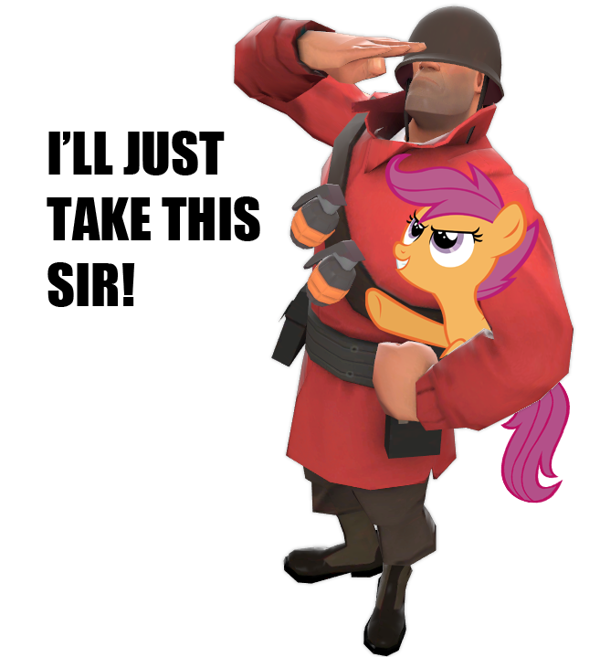 cub cute english_text equine female feral friendship_is_magic grenade horse human male mammal meme my_little_pony pegasus plain_background pony scootaloo_(mlp) smile specie:equine team_fortress_2 text transparent_background trotsworth wings young