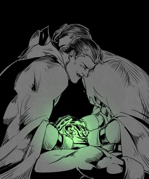 2boys batman batman_(series) bruce_wayne cape clark_kent dc_comics deeeeco glow glowing male male_focus multiple_boys spot_color superman superman_(series) tears yaoi