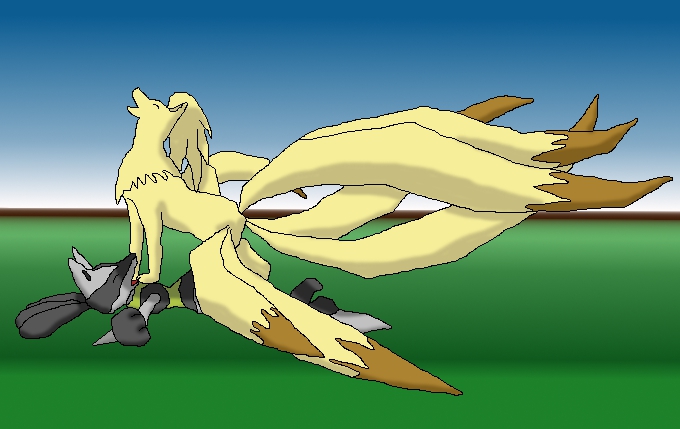 canine female female_on_top feral fox lucario male mammal ninetales nintendo on_top pok&#233;mon pok&eacute;mon shiny straight video_games