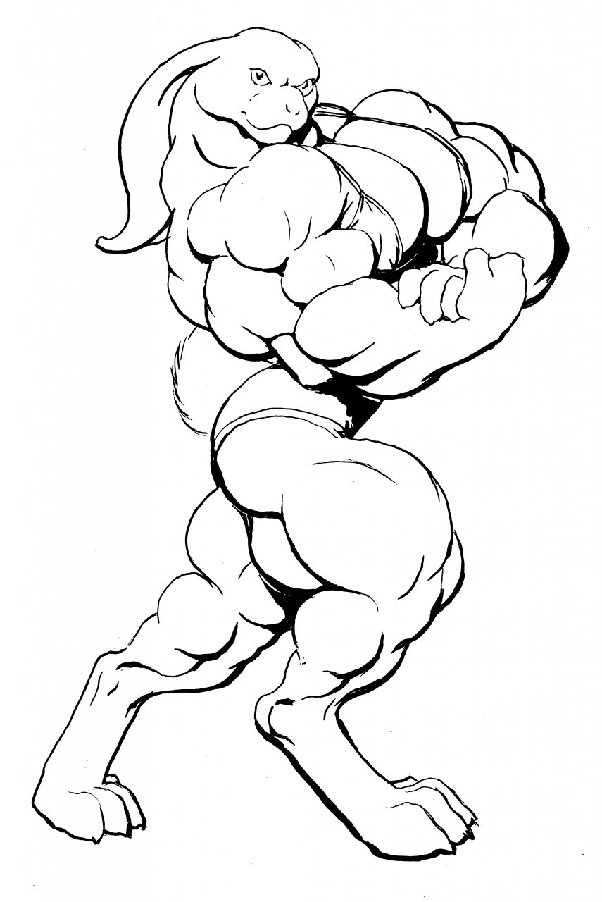 anthro biceps big big_muscles black_and_white female hyper hyper_muscles lagomorph looking_at_viewer mammal monochrome muscles muscular_female pecs pose rabbit
