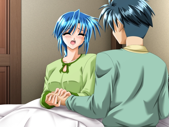 1boy 1girl bed bed_sheet blue_hair eyes_closed game_cg sad tahara_chizuru tears tsukushite_agechau_4