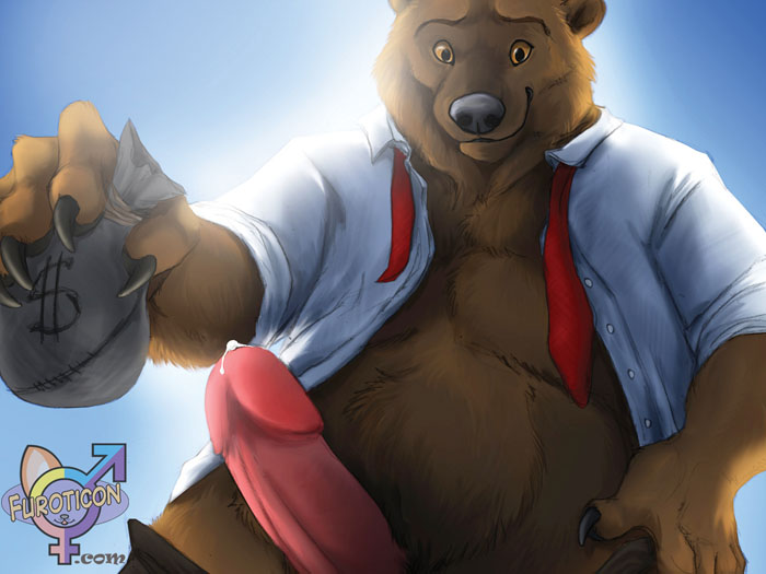 bag bear biceps big_penis blackteagan brown_eyes brown_fur chubby claws erection fur furoticon grizzly grizzly_bear grizzwald humanoid_penis looking_at_viewer male mammal muscles necktie nude pecs penis precum solo