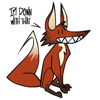 ambiguous_gender canine dialog dialogue english_text feral fur grin happy male mammal maned_wolf open_mouth orange_fur overkill overkill27 overkill_(character) sharp_teeth sitting smile solo teeth text