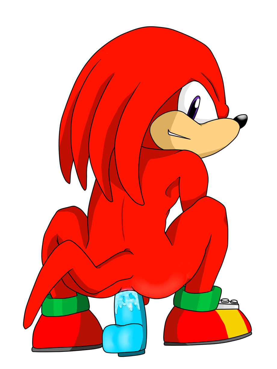 anal_masturbation anal_penetration anthro cum cum_in_ass cum_inside dildo dildo_sitting echidna insertion knuckles_the_echidna looking_at_viewer looking_back male masturbation nude penetration plain_background purple_eyes sega sex sex_toy smile solo sonic_(series) white_background