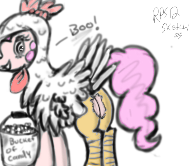 avian bird butt chicken clothing costume equine female feral friendship_is_magic horse invalid_tag mammal my_little_pony pinkie_pie_(mlp) plain_background pony ray_pemnburge sketch solo suggestive torn_clothing white_background
