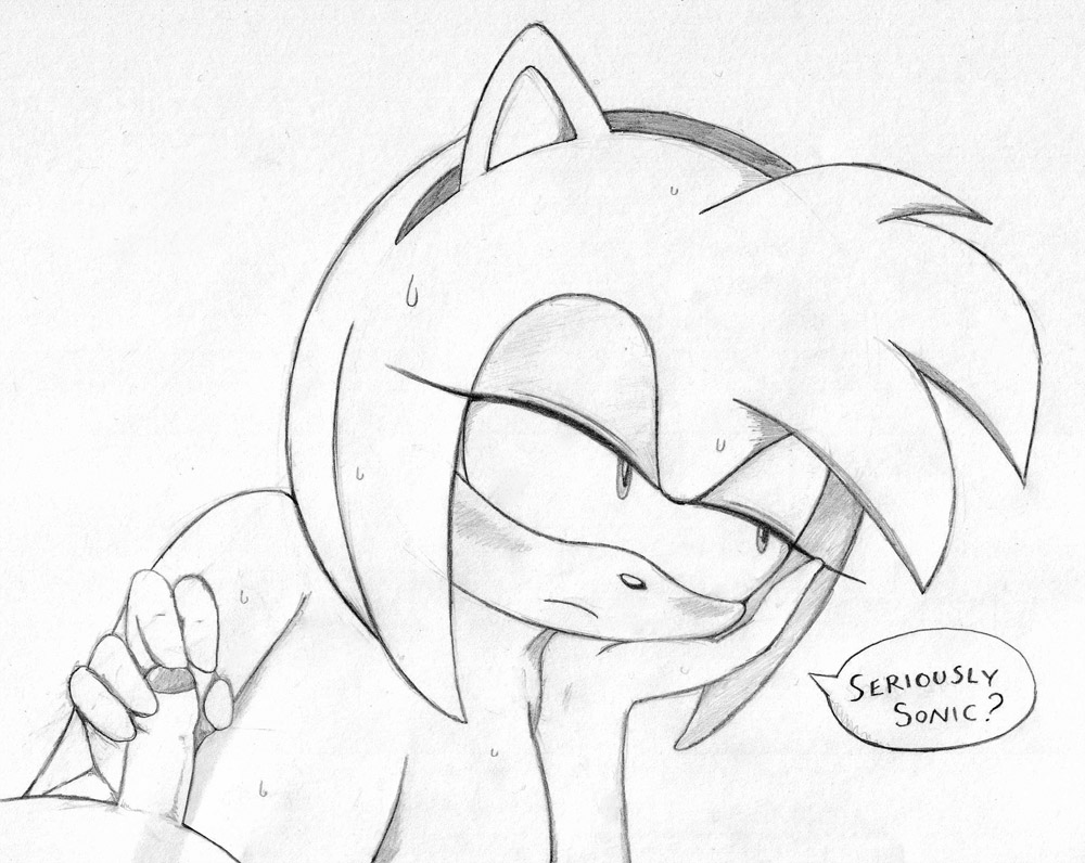 black_and_white blush breasts dialog dialogue excito female handjob hedgehog male mammal monochrome penis sega small_penis sonic_(series) sonic_the_hedgehog text unimpressed