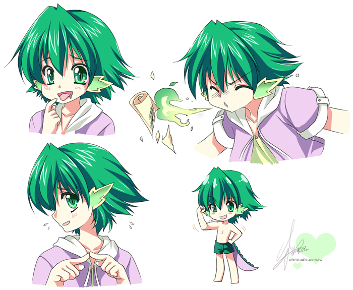 1boy blowing_fire blush byruu character_sheet expressions eyes_closed green_eyes green_hair male male_focus my_little_pony my_little_pony_friendship_is_magic personification sakurano_tsuyu solo spike_(my_little_pony) tongue white_background