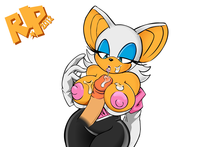 areola bat big_breasts blue_eyes breasts cum cum_on_breasts cum_on_face disembodied_penis duo erect_nipples erection female hair male mammal nipples orgasm penis r!p rouge_the_bat sega sex sonic_(series) straight titfuck white_hair