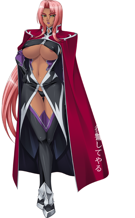 1girl areola_slip areolae beauty_mark black_panties boots breasts cape dark_skin elbow_gloves erect_nipples female full_body game_cg gloves hair_intakes hand_on_hip hands huge_breasts ingrid_(taimanin_asagi) kagami kagami_hirotaka large_breasts legs legs_crossed lilith-soft lipstick long_hair looking_at_viewer makeup mole navel no_bra panties pink_hair serious shiny shiny_clothes shiny_hair shiny_skin simple_background solo standing taimanin_asagi taimanin_asagi_3 taimanin_murasaki thigh_boots thigh_gap thighhighs thighs transparent_background underboob underwear very_long_hair wide_hips yellow_eyes