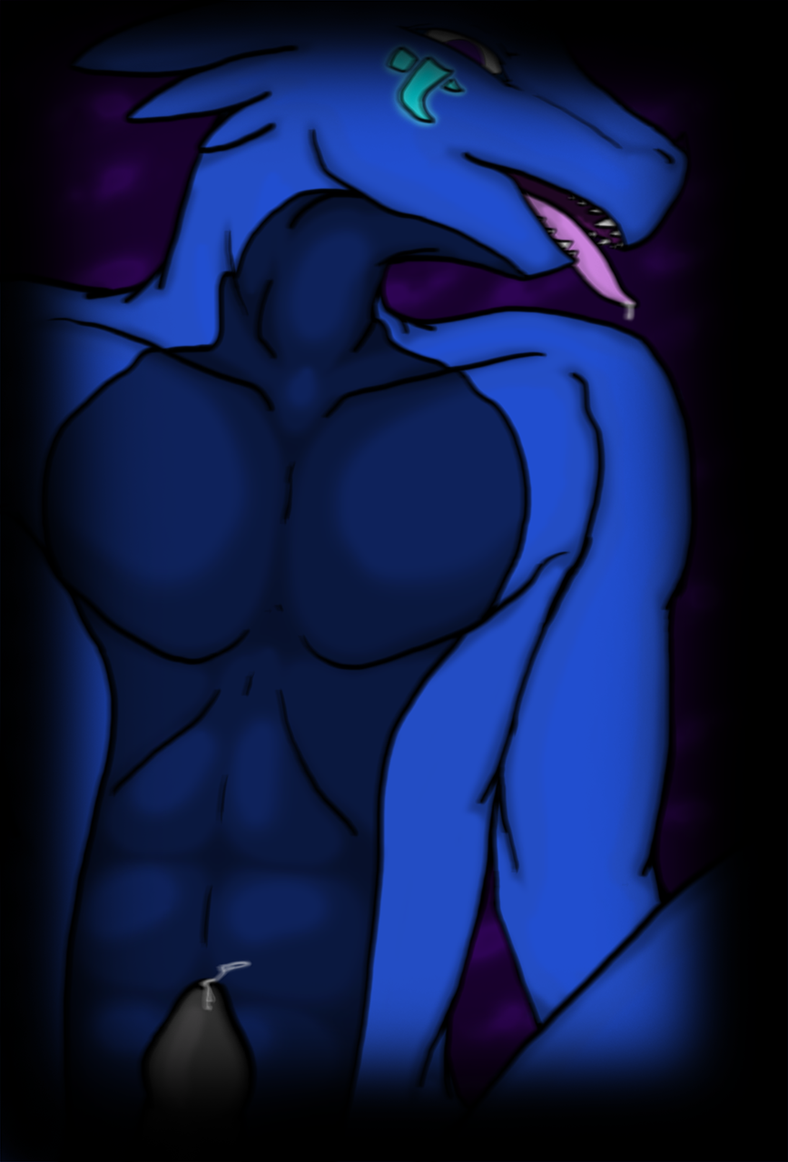 blue blue_body dragon male penis precum tenecayr tenecayr_(artist) tongue