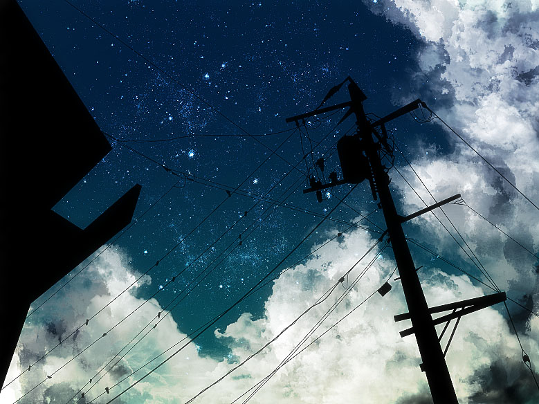 night no_humans original power_lines scenery star_(sky)