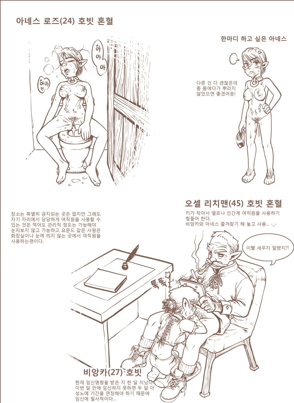 3girls aftersex age_difference blush breasts collar cum cum_toilet deepthroat elf facial fellatio gogocherry highres kneeling korean long_pointy_ears monochrome multiple_girls nude office oral panties pointy_ears pubic_hair pussy sequential sex_slave short_hair simple_background sitting slave standing tears text toilet translated translation_request uncensored underwear vagina white_background