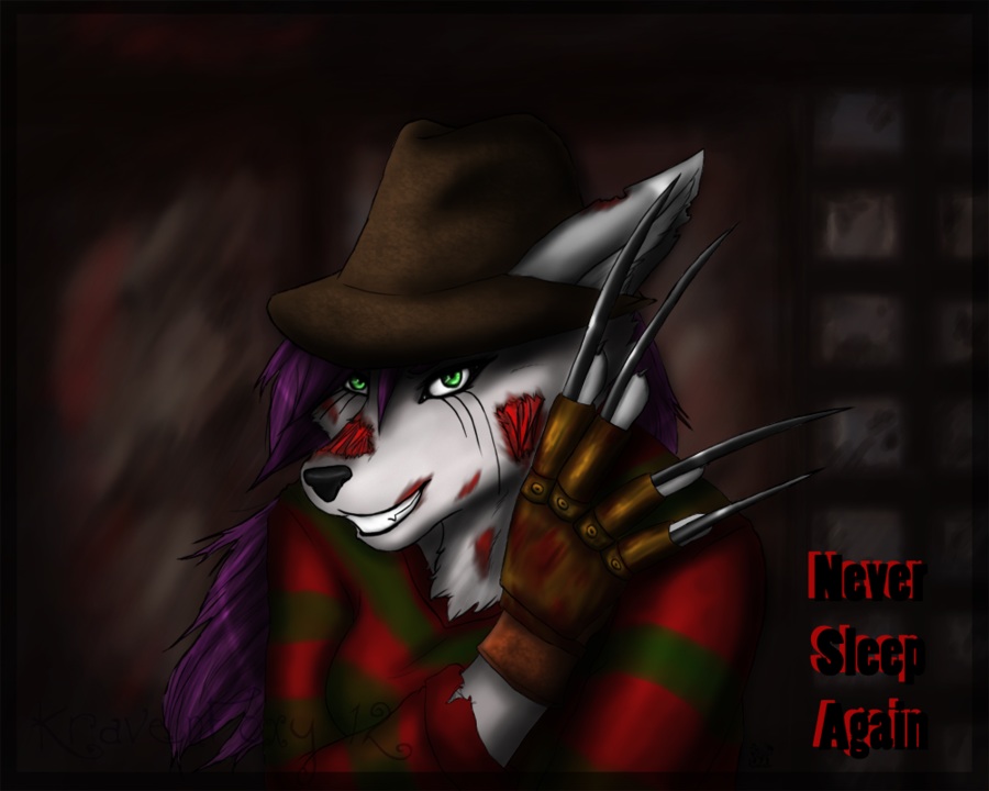 blood canine cosplay cuts female freddy_krueger glove green_eyes hat horror knives kraven-gothly mammal nightmare_on_elm_street rikka-red rikka_kraven scary solo sweater wolf