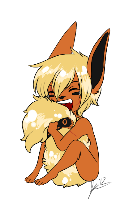 black_nose blonde_hair eyes_closed flareon hair male pok&eacute;mon solo unknown_artist