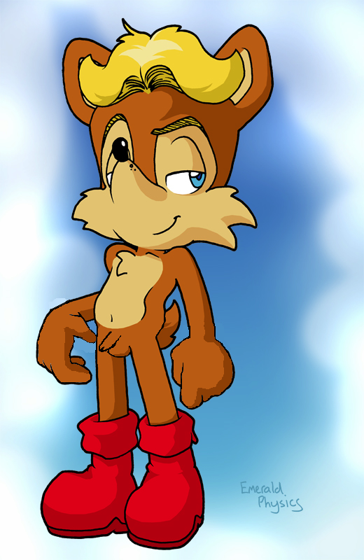 anthro antoine_d'coolette blonde_hair blue_eyes boots bulge canine chest_tuft coyote emerald-physics gloves hair male nude seduction sega smile sonic_(series)
