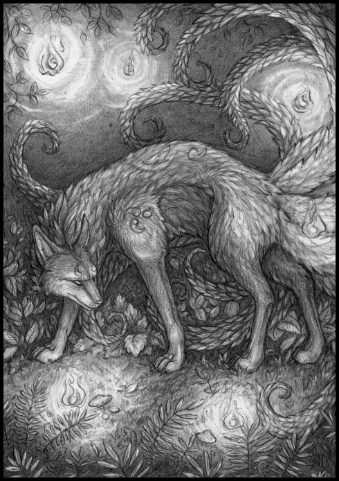 canine demon feral fox graphite kirsch kyuubi mammal