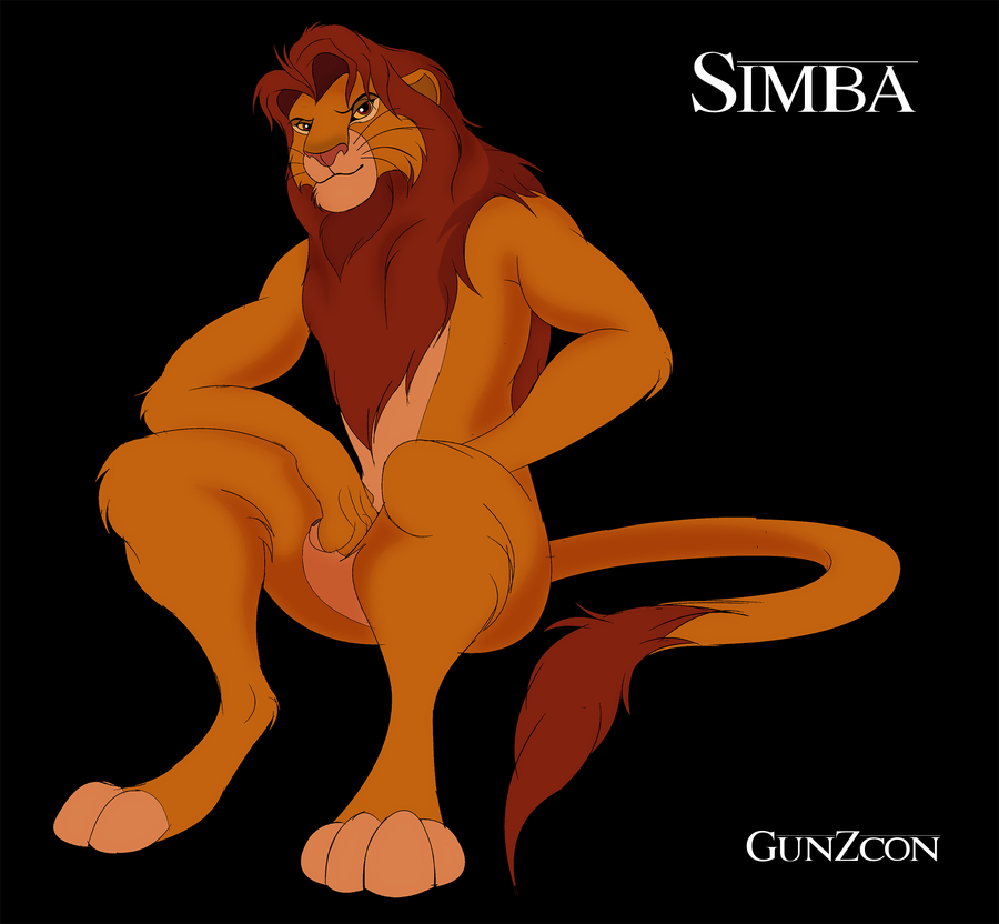 anthrofied black_background body brown_eyes disney feline gunzcon lion looking_at_viewer male mammal mane nude plain_background sitting solo the_lion_king yellow yellow_body