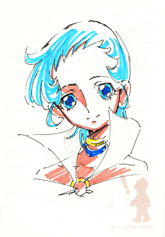 aria_(saint_seiya_omega) blue_hair drawing dress goro1982_(pixiv) illustration ink saint_seiya saint_seiya_omega short_hair young younger