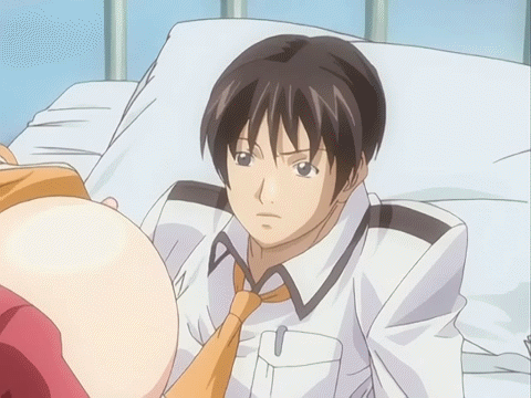 animated animated_gif bouncing_breasts breasts brown_eyes brown_hair cleavage_(game) cowgirl cowgirl_position eyes_closed girl_on_top huge_breasts long_hair lowres necktie nipples open_mouth penetration school_uniform sex short_hair straddle straddling tie