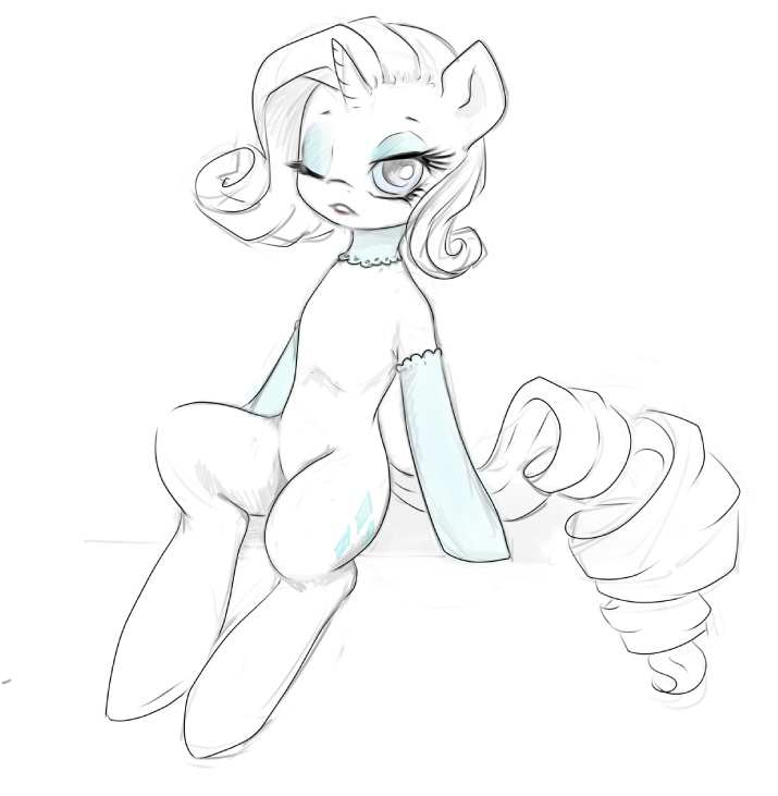 equine female friendship_is_magic horn horse legwear looking_at_viewer mammal my_little_pony one_eye_closed plain_background pony rarity_(mlp) solo stockings unicorn white_background