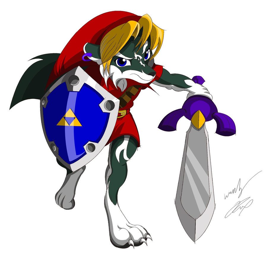2008 anthro anthrofied belt biceps blonde_hair blue_eyes bottomless canine claws ear_piercing gloves green_body green_clothes gunzcon hair link link_(wolf_form) looking_at_viewer male markings muscles piercing plain_background shield sword the_legend_of_zelda toes tunic video_games weapon white_background wolf young