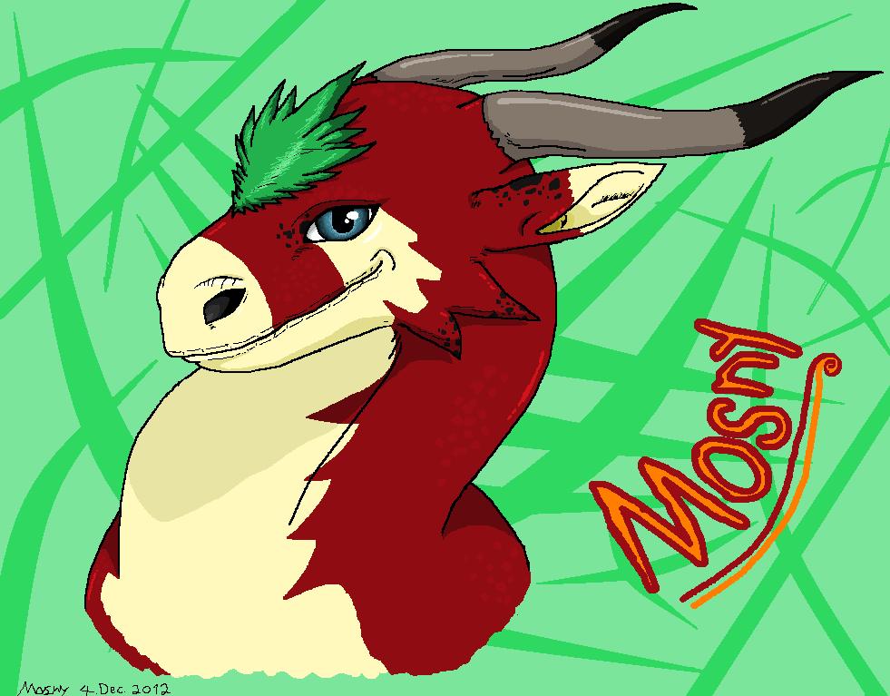 ambiguous_gender blue_eyes bust character dragon female feral fur fursona green_background head horn looking_at_viewer mosny mosny_(character) nostrils plain_background portrait potrait red_body red_scales red_skin reptile scales scalie simple_background solo