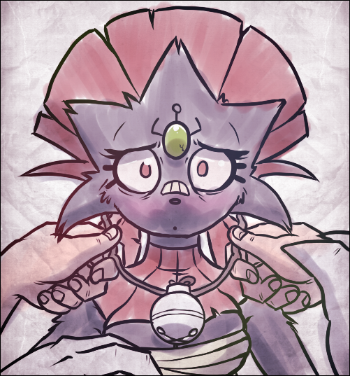 bandage bell blush breasts cleavage clothed clothing disembodied_hand disembodied_hands elgiza female hands human looking_at_viewer mammal necklace nintendo pok&#233;mon pok&#233;morph pok&eacute;mon red_eyes soothe_bell teckworks video_games weavile