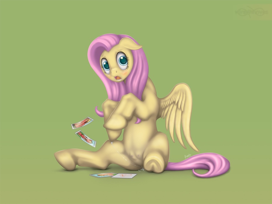 equine fluttershy_(mlp) friendship_is_magic hair hooves horse my_little_pony pegasus pink_hair pony pussy_juice teats wings yellow_fur