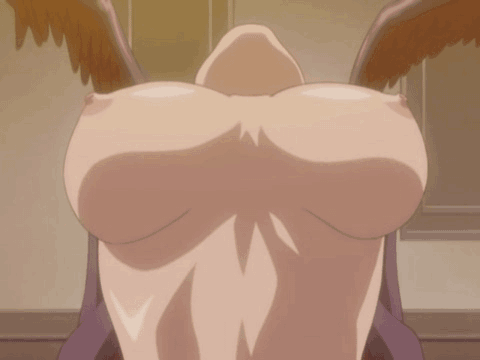 1girl animated animated_gif arched_back bounce bouncing_breasts breasts breasts_apart cambrian head_back head_tilt hetero implied_sex indoors interspecies kojima_kana large_breasts lowres monster nipples out_of_frame pov purple_skin sex solo_focus tentacle upper_body wings yamagishi_haruhiko
