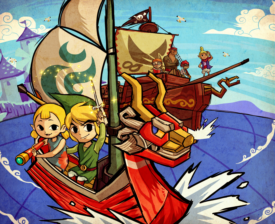 4boys aryll blonde_hair gonzo_(wind_waker) hatoko-sama link mako_(wind_waker) multiple_boys multiple_girls smile tetra the_king_of_red_lions the_legend_of_zelda the_legend_of_zelda:_the_wind_waker toon_link twintails zuko_(wind_waker)