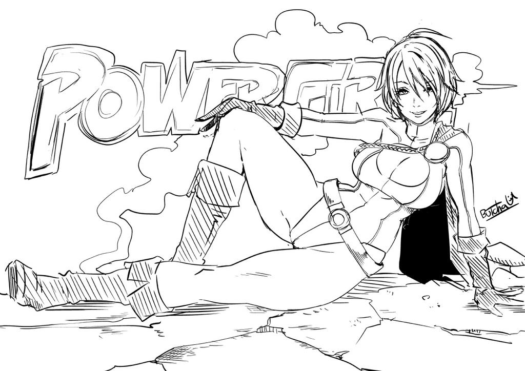1girl belt boots breasts butcha-u cape character_name cleavage_cutout dc_comics eroquis female full_body gloves kryptonian large_breasts leotard long_sleeves monochrome pose power_girl short_hair signature sitting solo