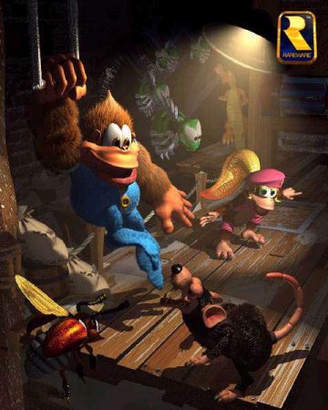 buzz dixie_kong donkey_kong_country_3 kiddy_kong knik-knak lowres nintendo official_art rareware re-koil sneek