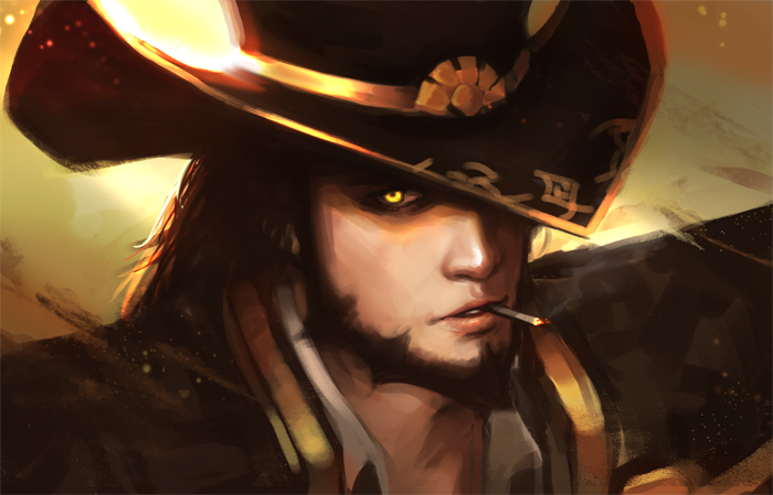 bad_id bad_pixiv_id black_hair cigarette facial_hair glowing glowing_eyes hat jang_ju_hyeon league_of_legends lips looking_at_viewer male_focus nose smoking solo twisted_fate yellow_eyes