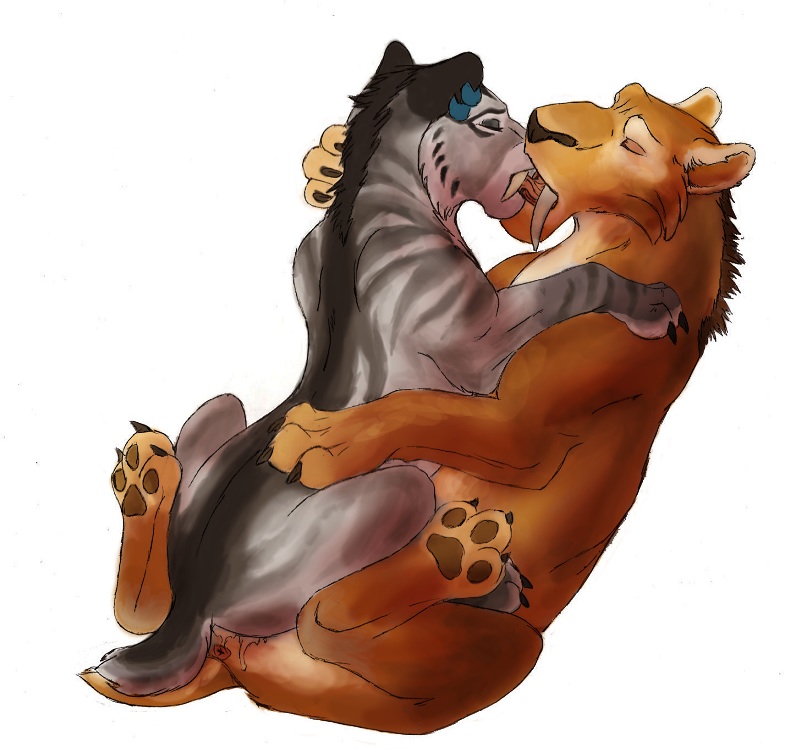 cum diego diego_(ice_age) feline female feral ice_age kissing male mammal marjani penetration saber shira shira_(ice_age) tiger