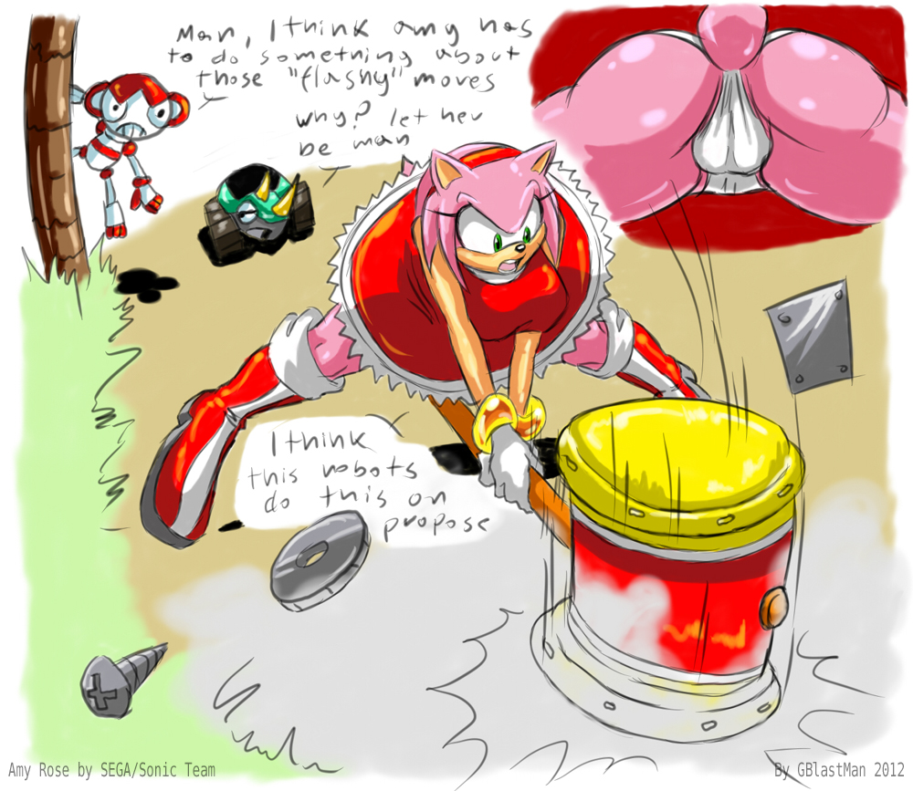 amy_rose angry boots breasts butt camel_toe clothing dialog english_text female gblastman green_eyes hair invalid_tag open_mouth panties pussy sega signature solo sonic_(series) text underwear