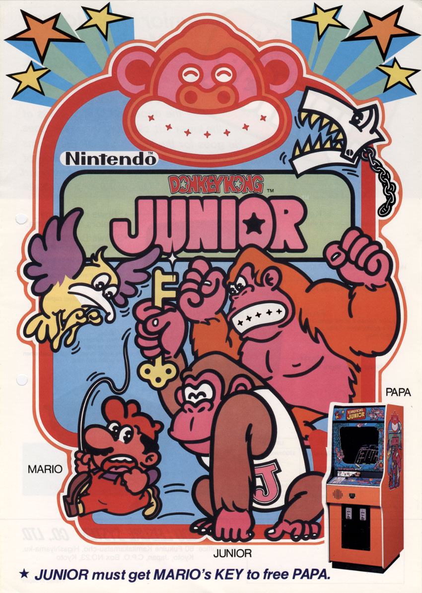 80s donkey_kong donkey_kong_(series) donkey_kong_jr. donkey_kong_jr._(game) mario mario_(series) nintendo official_art oldschool super_mario_bros.