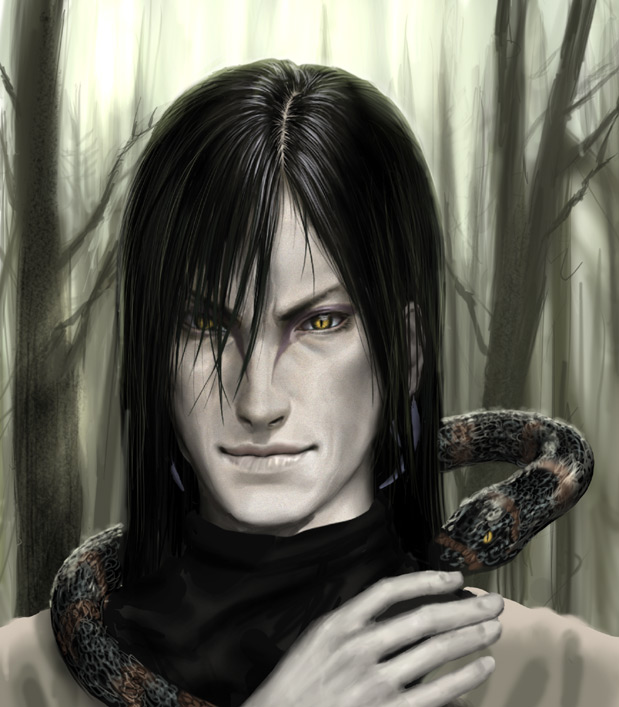 forest idnar male_focus naruto naruto_(series) nature orochimaru realistic snake solo yellow_eyes