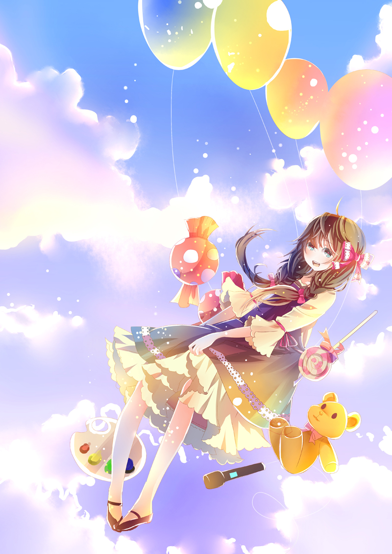 bad_id bad_pixiv_id balloon candy dress food lollipop microphone original palette solo stuffed_animal stuffed_toy teddy_bear xiao_guiling