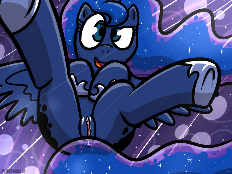 anus blue_eyes blue_hair equine female feral friendship_is_magic hair horn horse long_hair looking_at_viewer mammal my_little_pony pokehidden pony presenting princess_luna_(mlp) prindess_luna_(mlp) pussy winged_unicorn wings