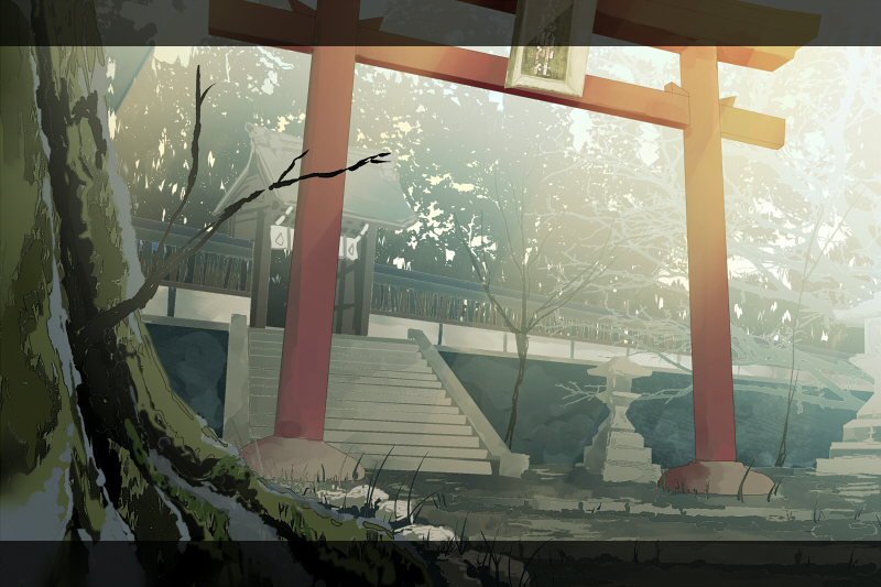 bad_pixiv_id hakurei_shrine no_humans scenery shrine tokoroten_(hmmuk) torii touhou tree trojan_green_asteroid